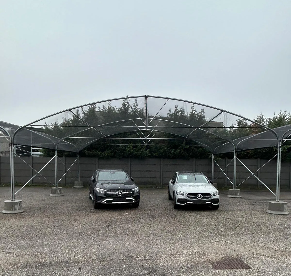 Protection antigrêle en tunnel pour parkings